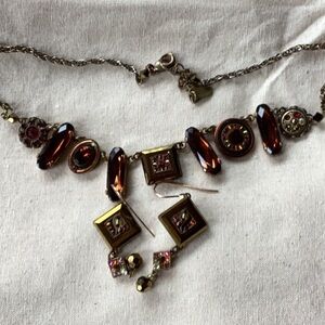Firefly brown crystal necklace and earrings